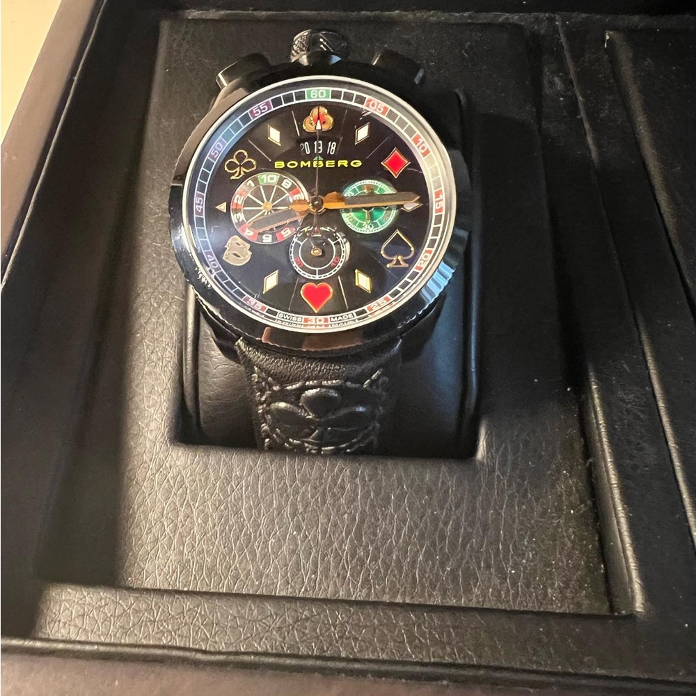 Bomberg Black Card Motif Chronograph Watch